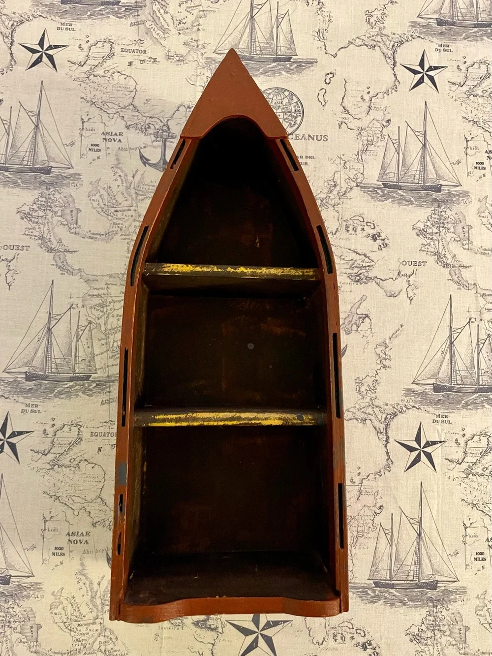 Vintage-Style Wooden Rowboat Shelf | Nautical Coastal Wall or Tabletop Décor